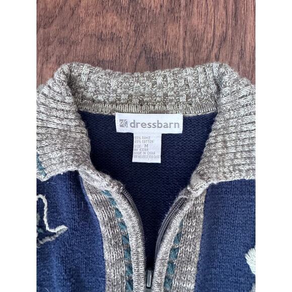 Dressbarn Vintage Zip Up Collared Fall Theme Knitted Jacket - Picture 6 of 6